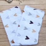 Tek Kat Kalp Desenli %100 Pamuk Müslin Battaniye ve Örtü 85X80 CM