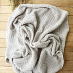 Triko Tek Kat Bebek Battaniye Bej 90x100 Cm-Sepet Örgü Desenli