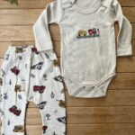 Erkek Bebek 2'li Takım Araba Baskılı Uzun Kollu Fitilli Kaşkorse Çıtçıtlı Body