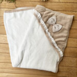 Pamuklu 75x75 Fiyonklu Bebek Havlusu / Kundak - Kahve