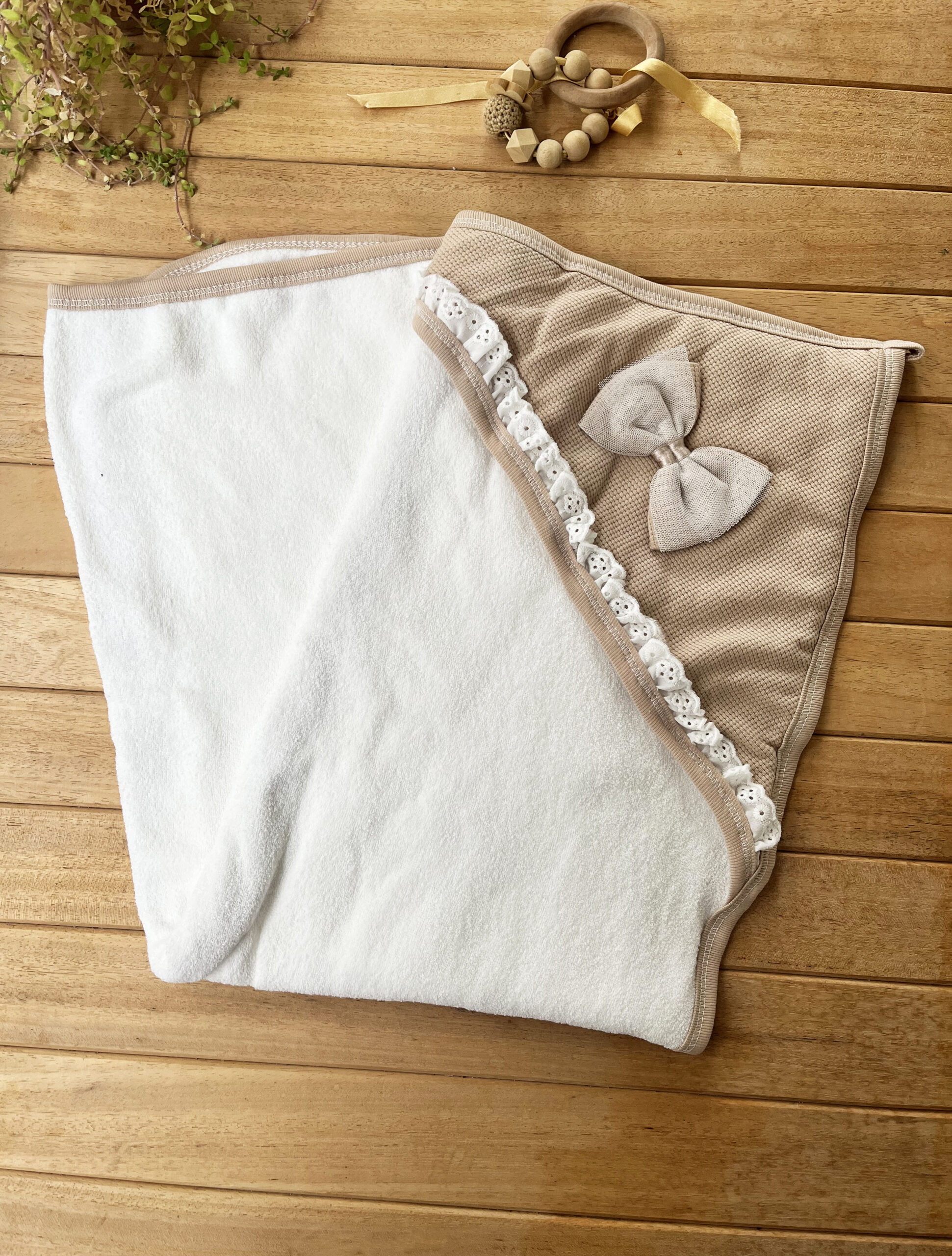 MK1T161Ç5023 Pamuklu 75x75 Fiyonklu Bebek Havlusu / Kundak - Kahve - Görsel 1