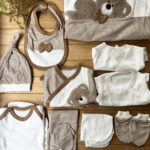 % 100 Pamuk Yenidoğan Bebek Hastane Çıkış Seti 10 Parça – Ayıcık Desenli Kahve