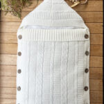 6 Ay Kalın Saç Örgü Desenli Dışı Triko içi Yumuşacık Welsoft Kundak-Krem