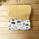 2'li Gökkuşağı Müslin Set Hardal (Tek Katlı Gökkuşağı Müslin &4 Katlı Hardal Müslin)