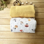 2'li Balkabağı Battaniye Set Hardal(Tek Katlı Balkabağı Penye Battaniye &4 Katlı Hardal Müslin)