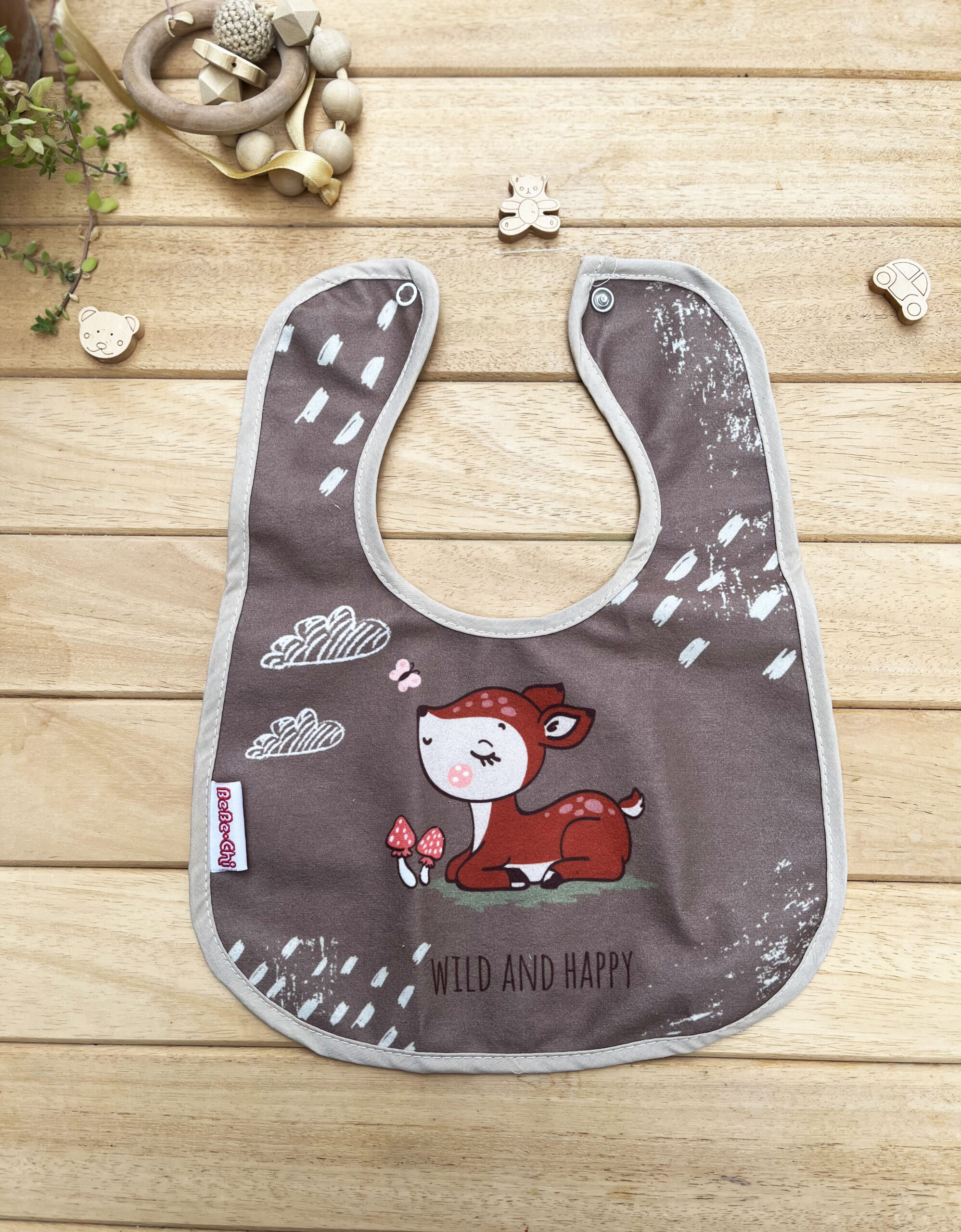 MM1103099_3 Kahverengi Ceylan Baskılı Üstü Yumuşak Su Geçirmez Önlük - Görsel 1