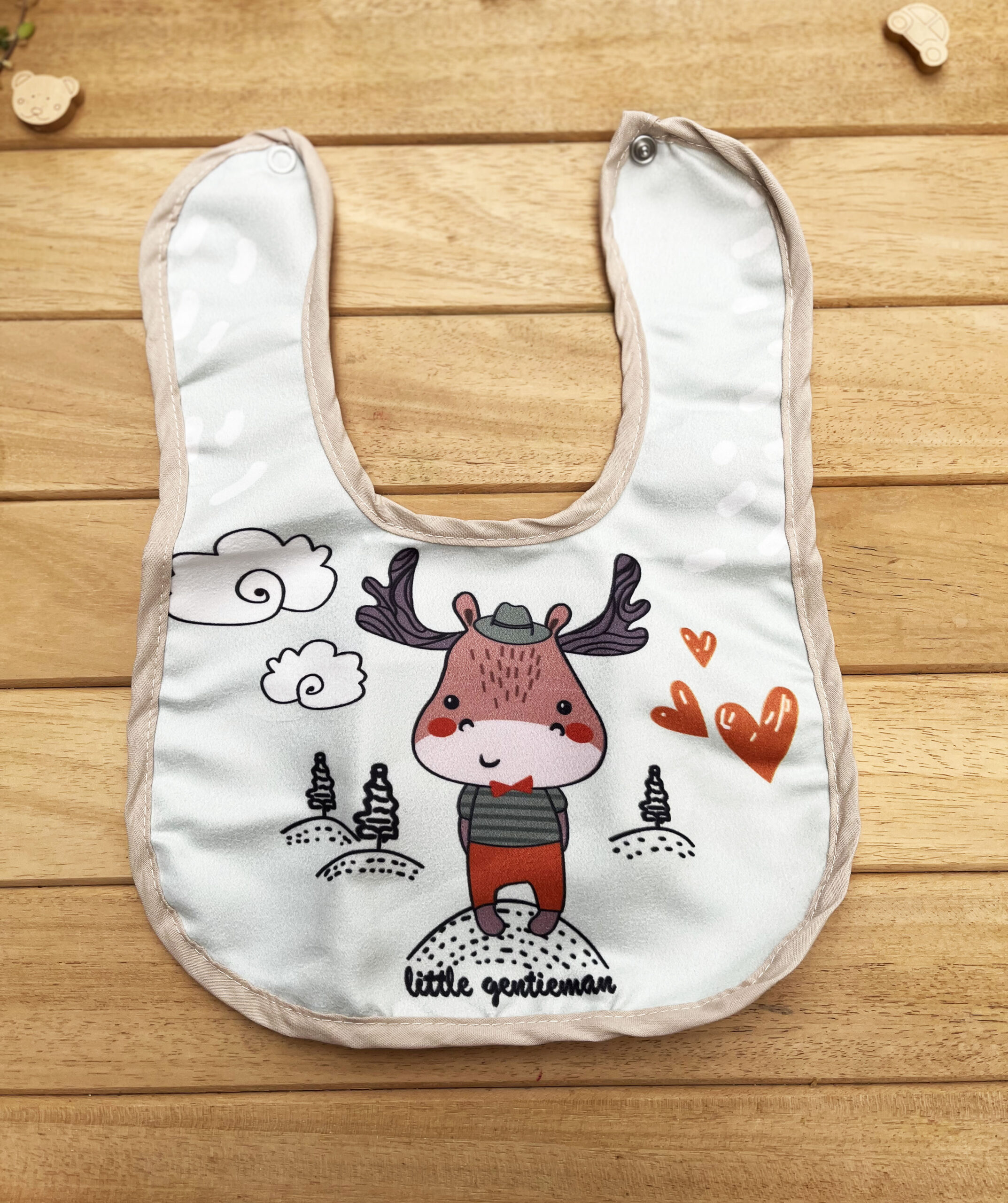 MM1103099_2 Kalpli Geyik Baskılı Üstü Yumuşak Su Geçirmez Önlük - Görsel 1