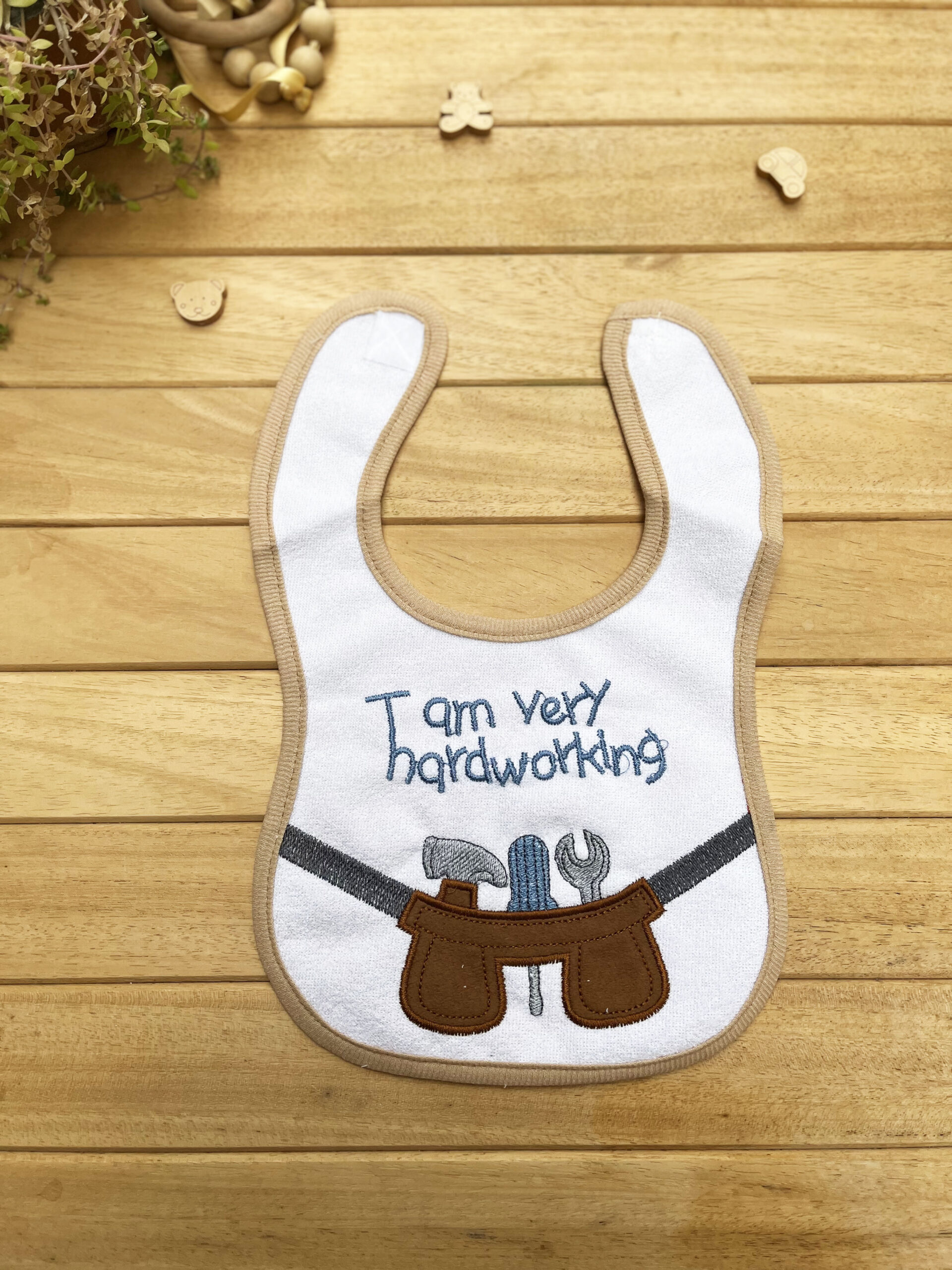 MK1T757Ç2015 I'm Very Hardworking Üstü Yumuşak Havlu Su Geçirmez Önlük - Görsel 1