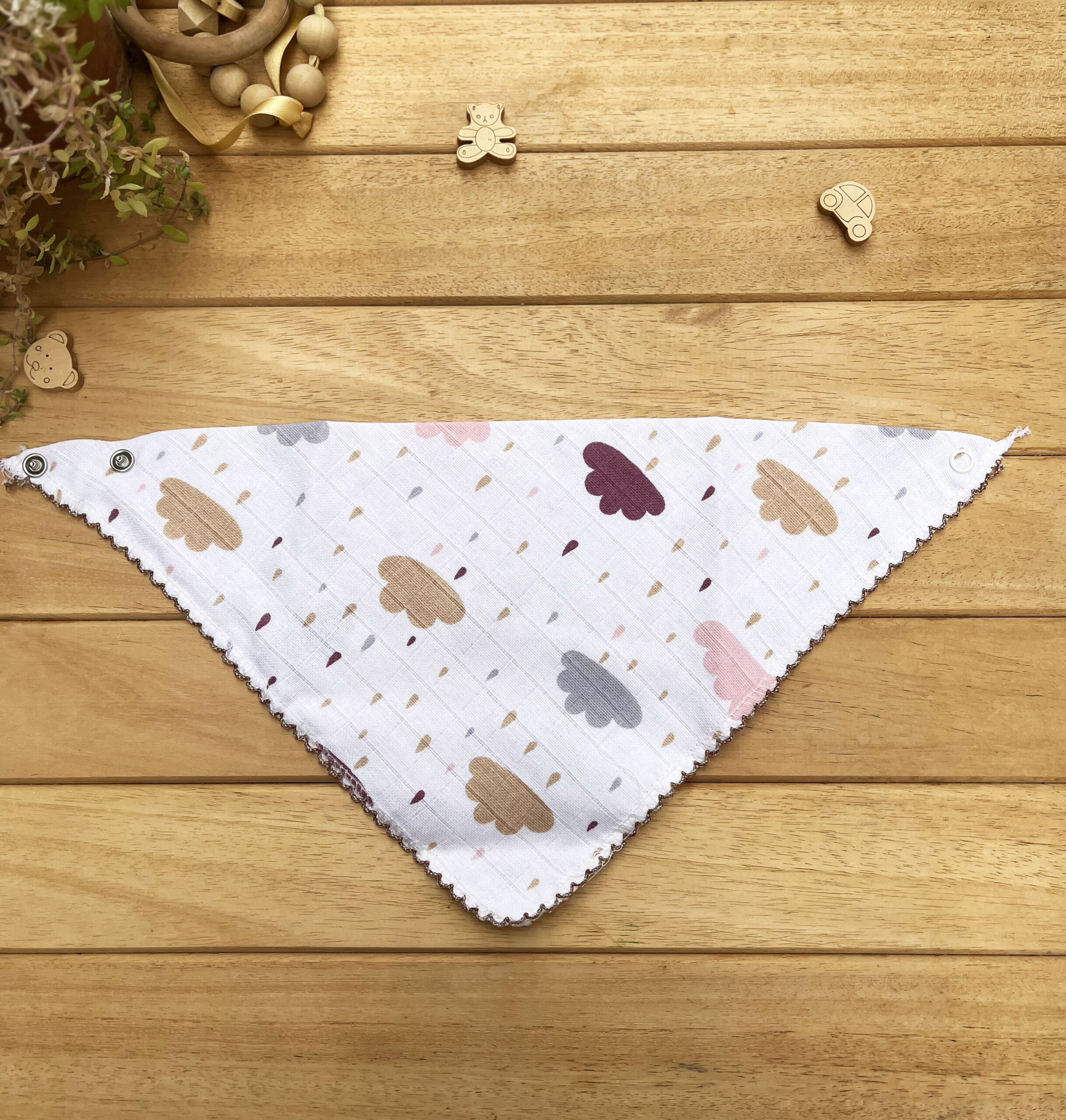 MK1T786Ç4899_3 Bulut Desenli Müslin Flar Önlük - Görsel 1