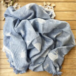 105x120 Büyük Boy Deniz Altı Hayvanları %100 Pamuk Çift Katlı Jakarlı Müslin – Mavi