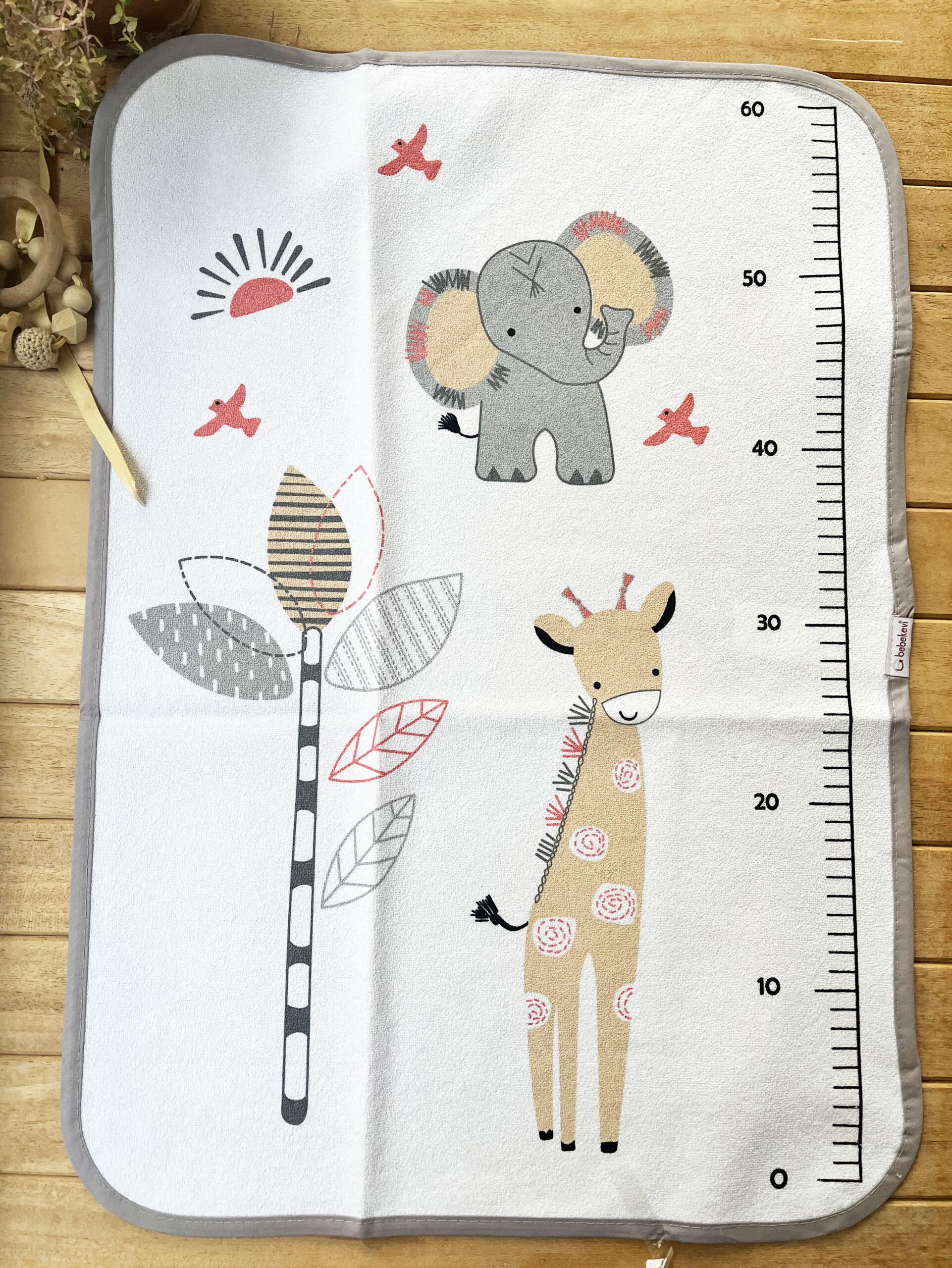 IMG_2651 Bebekevi Tekli Zürafalı Sıvı Geçirmez Alt Açma-Gri - Görsel 1