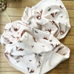 Naturel Pamuklu 80 x 85 cm Çift Kat Penye Bebek Battaniye Bebek Zürafa