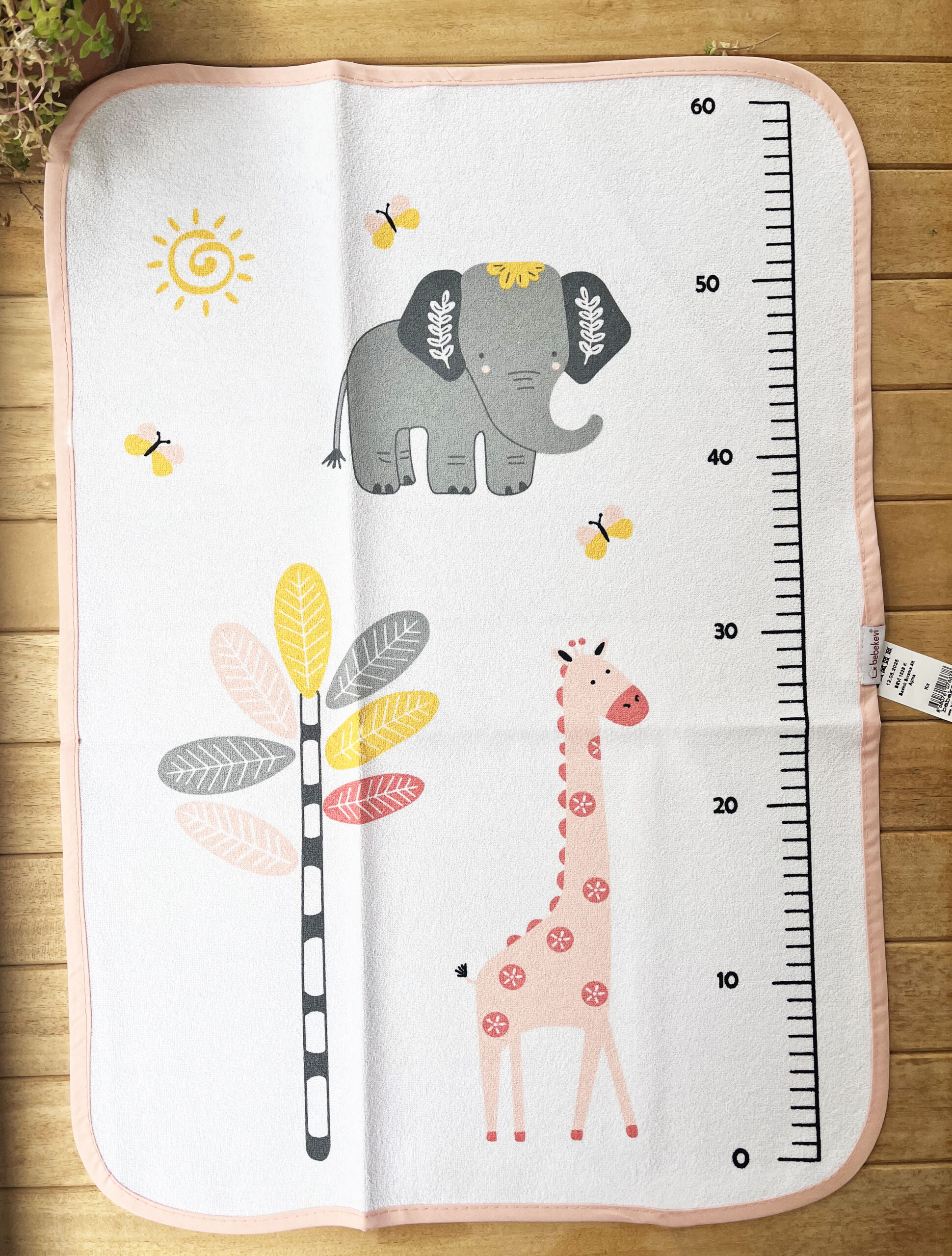 IMG_2794 Bebekevi Tekli Zürafalı Sıvı Geçirmez Alt Açma-Pembe - Görsel 1