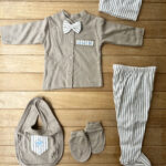 Erkek Bebek Papyonlu 5'li Hastane Çıkışı-Kahve