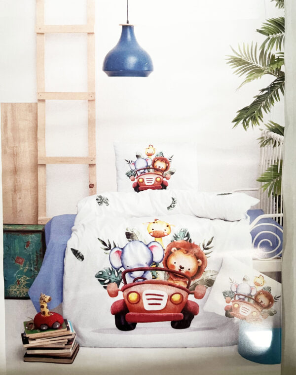 Bebek Yatağı Nevresim Seti-Orman Hayvanları Desenli-%100 Pamuk