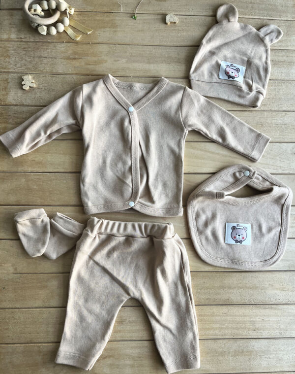 %100 Pamuk Erkek Bebek 5’li Hastane Çıkışı Seti – Penye Kumaş, Yumuşak & Nefes Alabilir