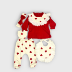 Pamuklu 5’li Kalpli Kız Bebek Hastane Çıkışı Seti