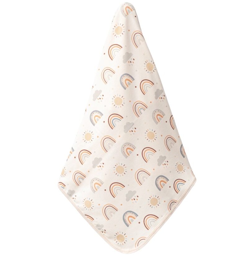 48dfc5c2f54ec903f18fc5a7128ce03a Bubbles Gökkuşağı Desenli Penye Bebek Battaniyesi - Görsel 1