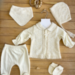 Cayzen Pure Fiyonk Nakışlı Kız Bebek Pamuklu Lüx  5li Set Hastane Çıkışı