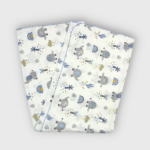 100% Pamuk Muslin Bebek Battaniye – 75×85 cm, Otantik Fil Desenli & Kenarı Oyalı
