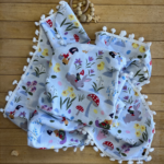 Yeni Doğan %100 Pamuk Çift Katlı Kenarı Ponponlu Desenli Müslin