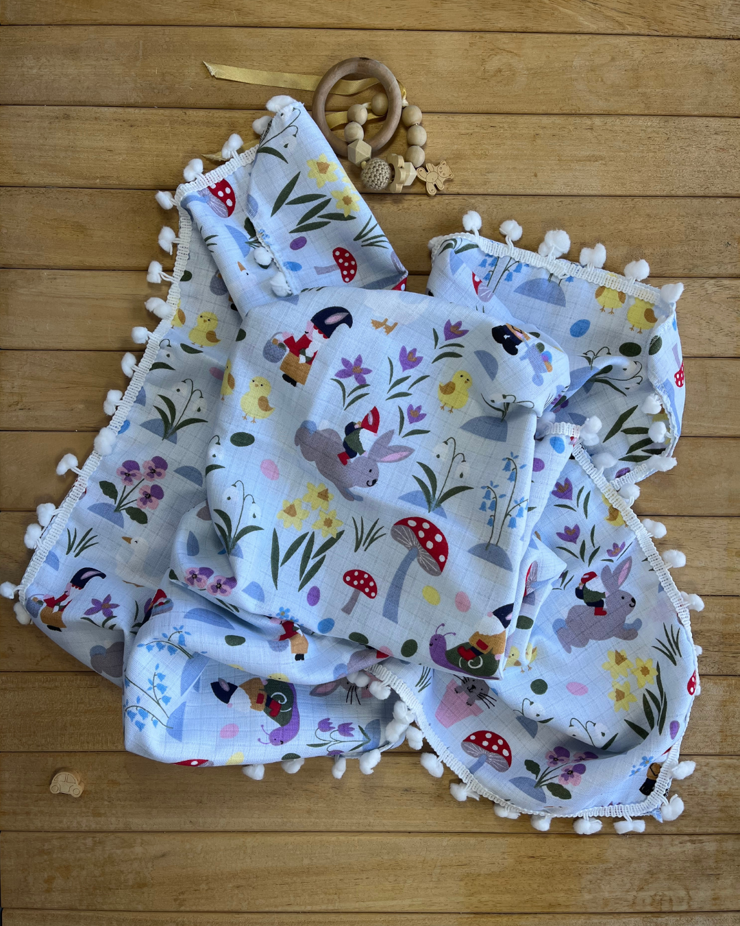 Yeni Doğan %100 Pamuk Çift Katlı Kenarı Ponponlu Desenli Müslin Yeni Doğan %100 Pamuk Çift Katlı Kenarı Ponponlu Desenli Müslin - Görsel 1