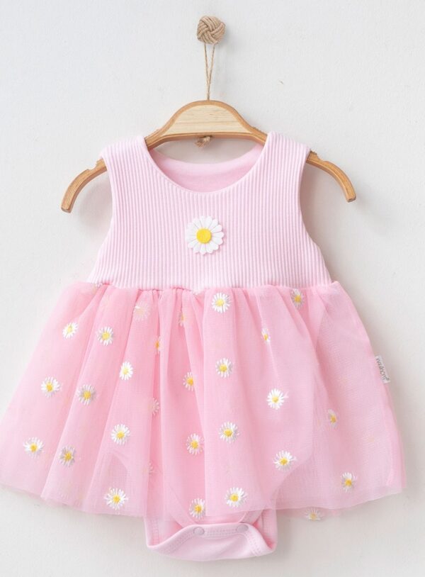 Papatya Detaylı Kız Bebek Elbise – Şık ve Rahat Günlük & Özel Gün Elbisesi