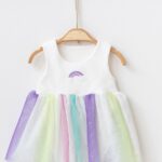 🌈 Nayinom Gökkuşağı Detaylı Kız Bebek Elbise | Şık ve Rahat Günlük & Özel Gün Elbisesi