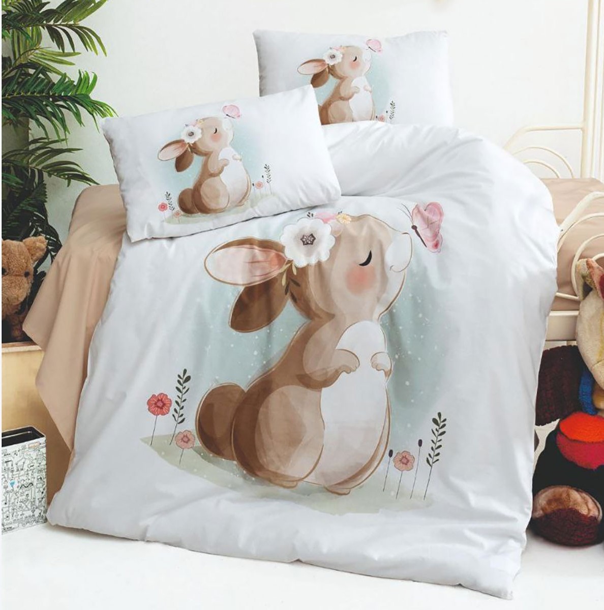 %100 Pamuk Kız Bebek Nevresim Takımı Tavşan Desenli 100x150 cm Bebek Yatağı Seti 3 Parça %100 Pamuk Kız Bebek Nevresim Takımı Tavşan Desenli 100x150 cm Bebek Yatağı Seti 3 Parça - Görsel 1