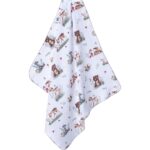 Geyik Desenli Tek Kat Müslin Battaniye – 1 Ay / 6 Ay / 12 Ay Unisex Bebek Müslin Battaniyesi